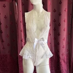 Dreamgirl Elegant White Lace Lingerie Bodysuit